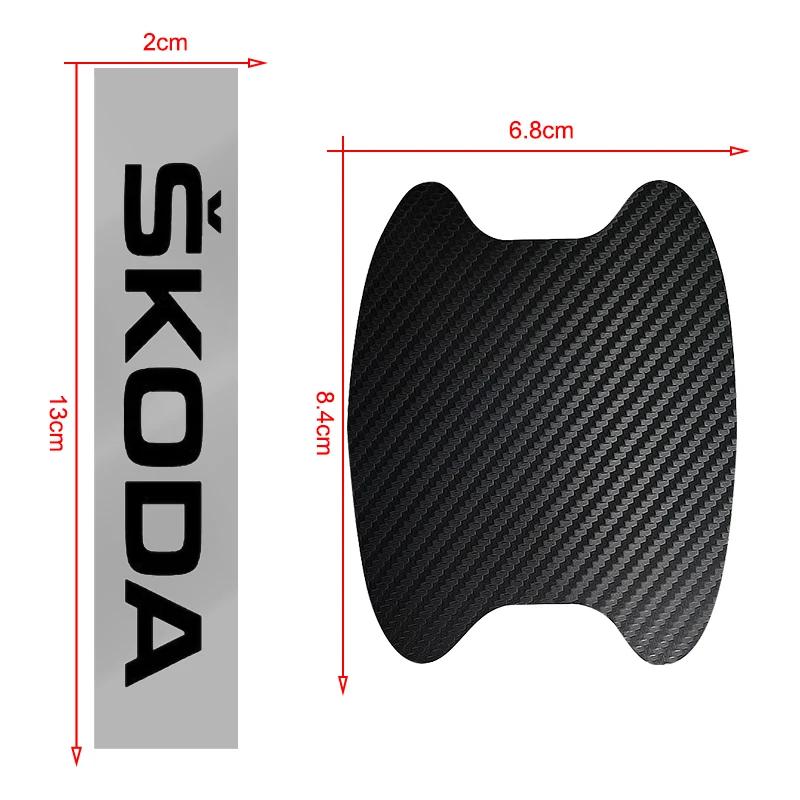 YCGG5 8Pcs Car Door Sticker Auto Handle Anti Scratch Protection Film Car Styling For Skoda Octavia KAMIQ KODIAQ SUPERB RAPIDFABIA YETI