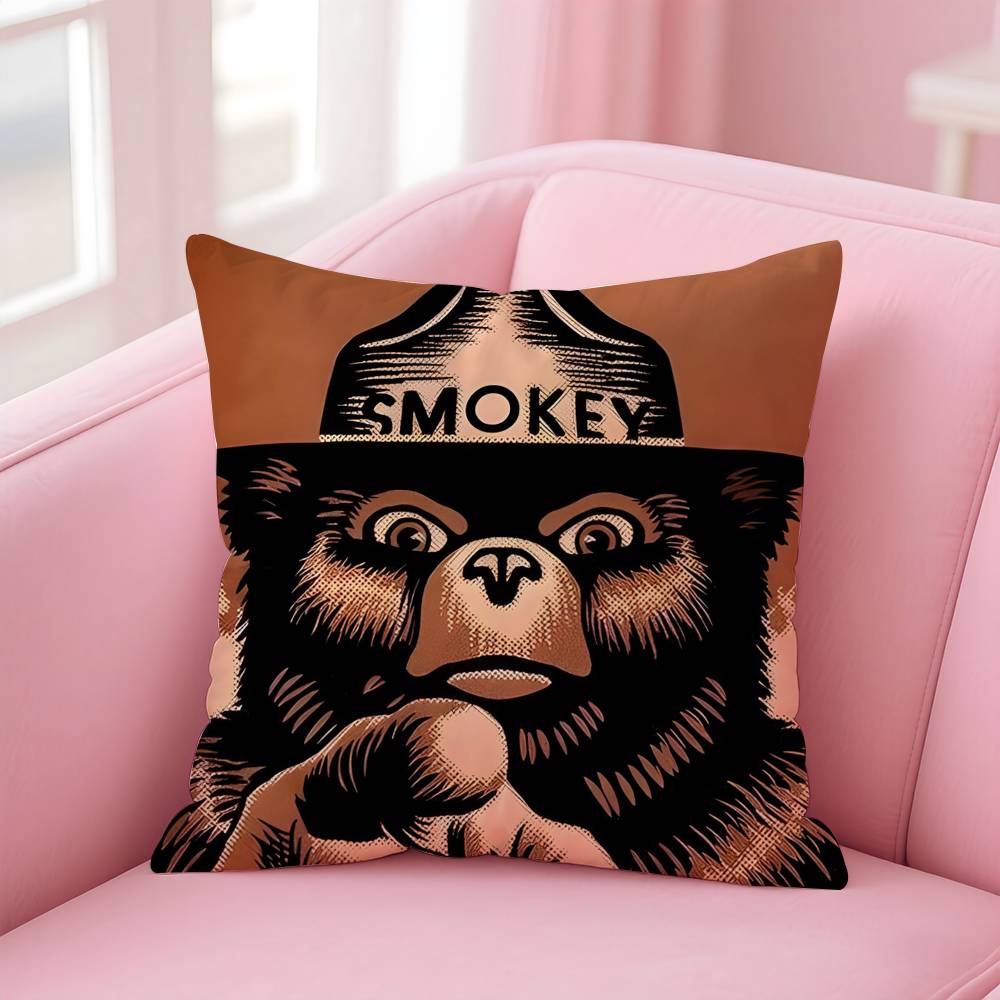 Anime S-Smokey B-Bear Pillow Case pattern printing pillowcase living room sofa cushion cover bedroom room decor