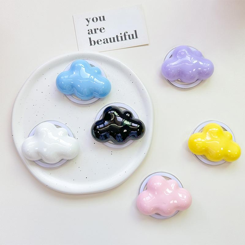 Creative Solid Color Cloud Magnetic Telescopic Mobile Phone Airbag Bracket Paste Ring Folding Internet Celebrity Gift