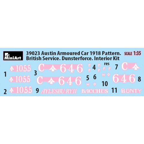 Miniart 1/35 British Austin Armoured Car 1918 Dunsterforce Interior Kit Plastic Model Kit MA39023