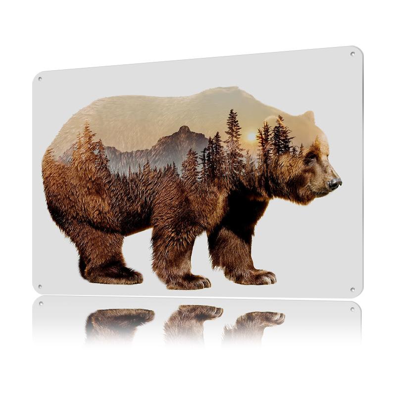 Bear in the Forest Tinplate Poster Customized Wall Art Retro Vintage Metal Signs for Fans Bedroom Decoration Gaming Wand Deko