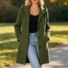 Women's Casual Hooded Single-Breasted Long Woolen Overcoat for Fall and Winter Everyday Wear