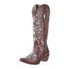 For Women Low Western Rhinestone Heel Boots High Rodeo Knee Studded Extra Wide Calf Boots for Women plus Size Leather