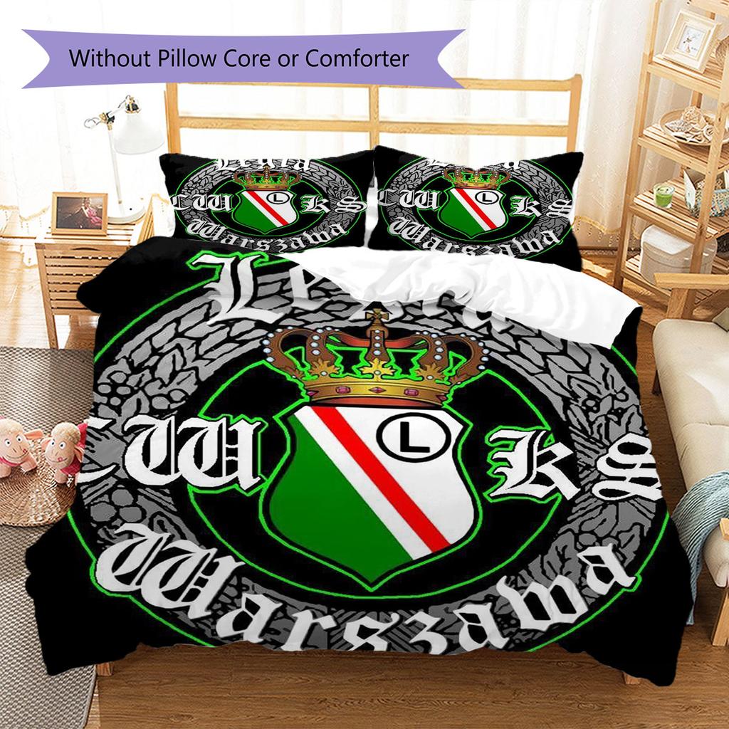 Legia Warszawa Pattern Bedding,Quilt Set Quilt Cover Pillowcase Home Birthday Gift(1 * duvet cover + 2 * pillowcase, without core)
