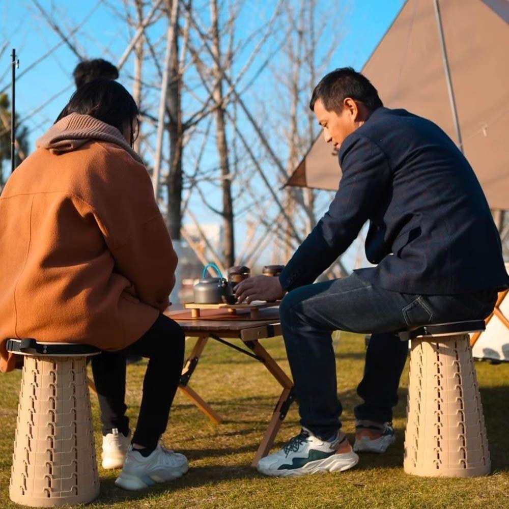 Hopfällbar Campingpall Justerbar och Utfällbar Vikbar Utdragbar Pall Vuxen