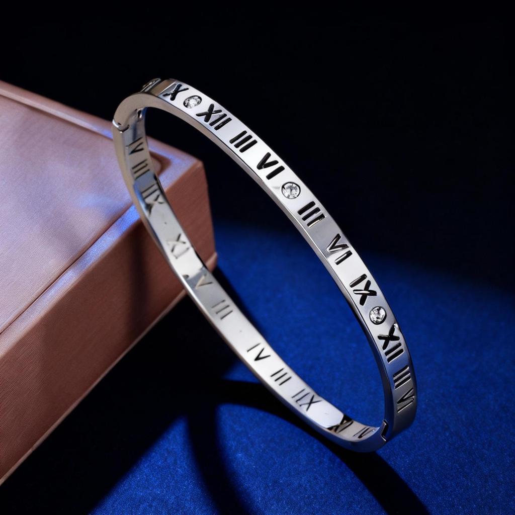 Women's Luxury Stainless Steel Bracelet: Electroplated Titanium, Full Diamond Set, European-American Style