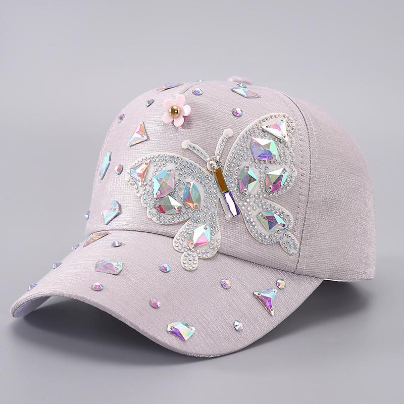 Butterfly Glitter Baseball Cap With Adjustable Strap For Fashionable Women 2024