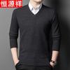 Hengyuanxiang Men's V-Neck Thick Wool Blend Sweater
