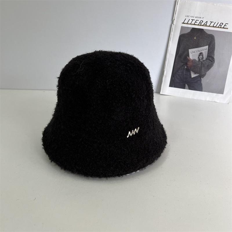 Wool Circle Fleece Bucket Hat Women's Autumn and Winter Casual Warm Bucket Hat Versatile Temperament Cold Basin Hat