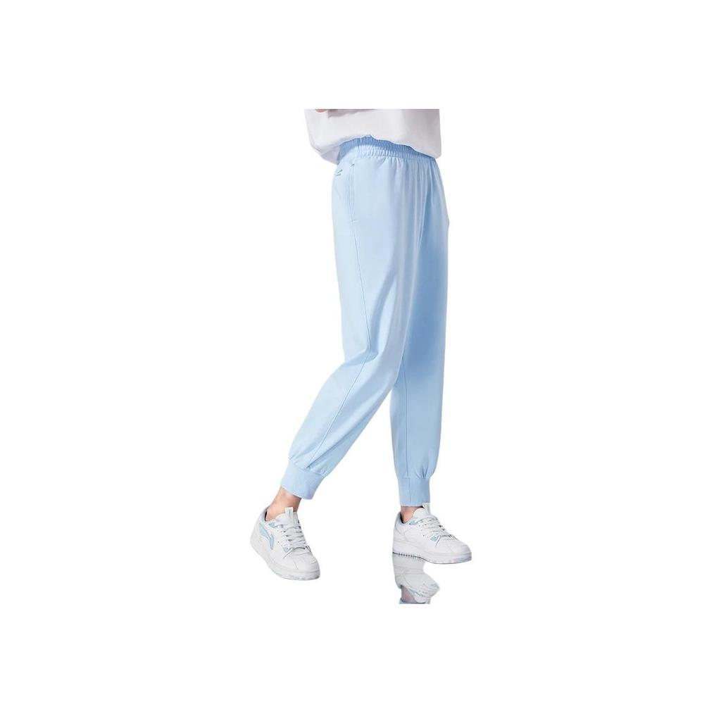 Li Ning X Disney Collaboration Sports Lifestyle Series SS22 Solid Color Tapered Knit Casual Sports Pants Women pants Aurora-Blue AKLSA28-2