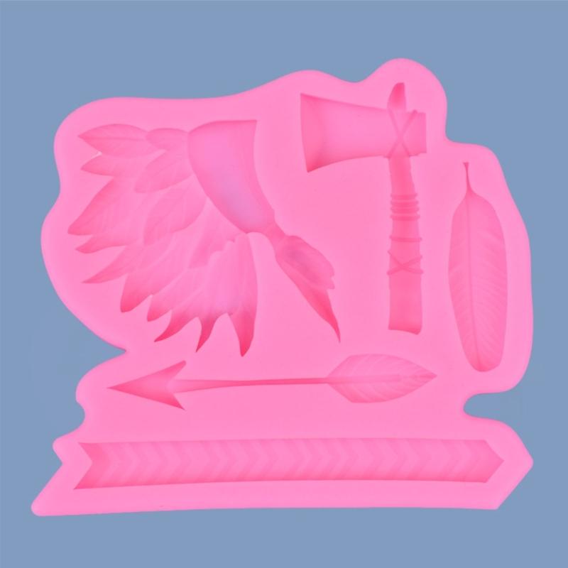 Arrow Feather Indian Headdress Shaped Silicone Mold Fondant Chocolate Mould DIY Cake Dessert Mould Baking DIY Supplies