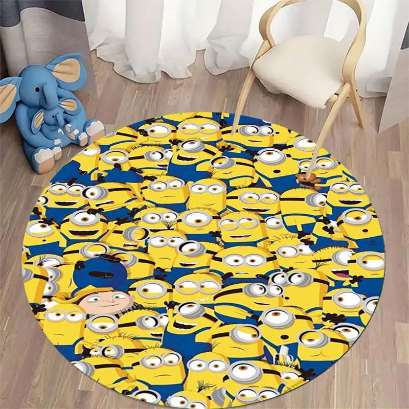 

Minions Themed Round Rug Classic Movie Character Printed Circular Mat For Children Bedroom Nursery Playroom Home Decoration 80cmx80cm