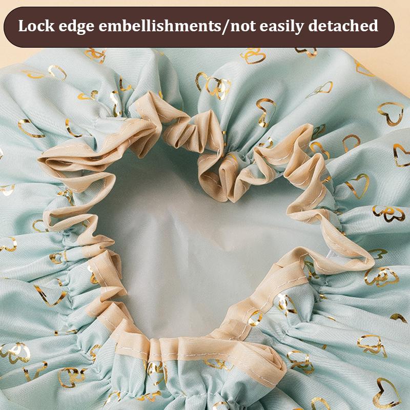 Waterproof Shower Cap Double Layer Elastic Shower Hair Cover Women Supplies For Kitchen Bathroom Shampoo Caps Bathing Hat