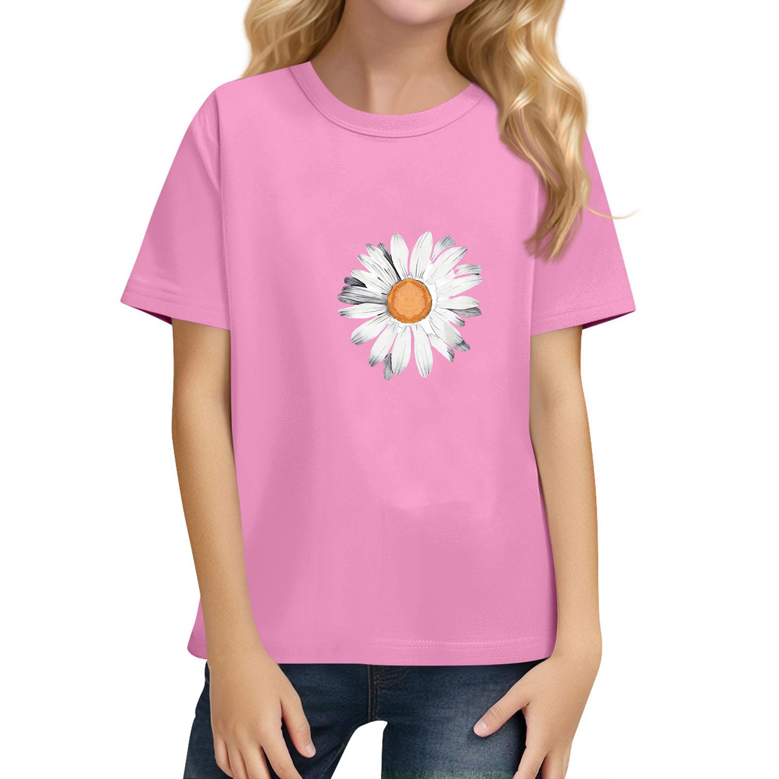 

Children s Daily Casual Short-sleeved Color Tops T-shirt 120 рожевий