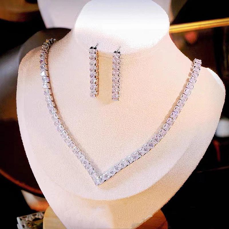 Elegant Zircon Necklace & Earrings Set - Perfect for Weddings & Special Occasions