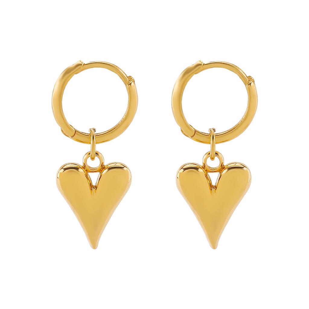 Creative Retro Alloy Love Pendant Earrings, Fashionable Temperament Heart-shaped Stacked Chain Necklace