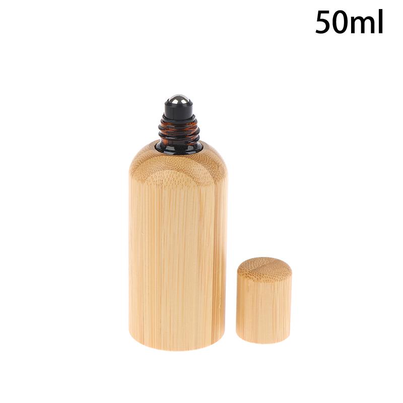 1 Pcs 10/20/30/50/100ml Bamboo Glass Roll On Bottle With Lid For Essential Oils Refillable Perfume Bottles With Roller Ball