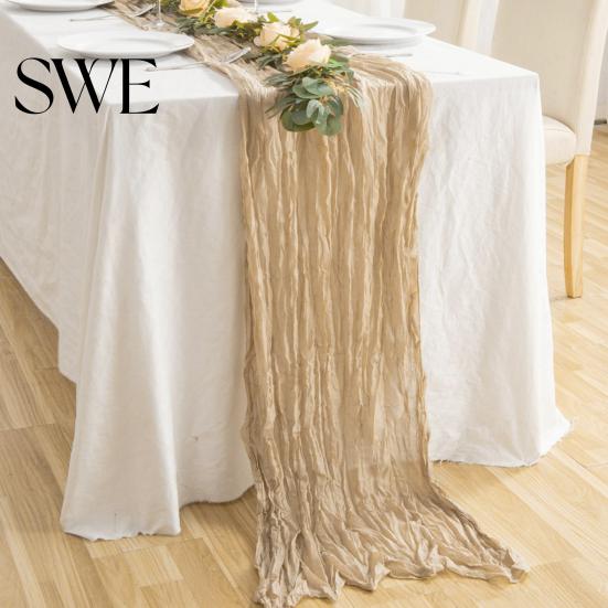 Rustic Table Runner Tablecloth Soft Washable Non-Fading Hand-dyed Wedding Party Decoration