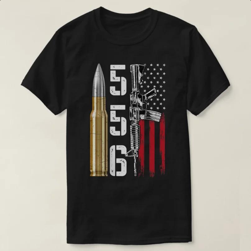 American Flag 556 Ar15 Rifle Gun Owner Gift TShirt 100 Cotton ONeck Summer Short Sleeve Casual Mens Tshirt Size S3XL S