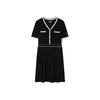 Vestido Esportivo Casual Elegante de Gola V com Manga Curta e Pregas Ajustado Feminino Vestidos Azul Lendário F11W221313FNV