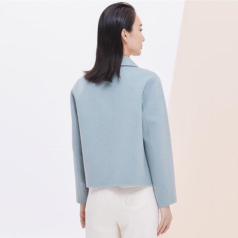 JESSIE Youthful Peter Pan Collar Single-Breasted Short Wool Blend Coat