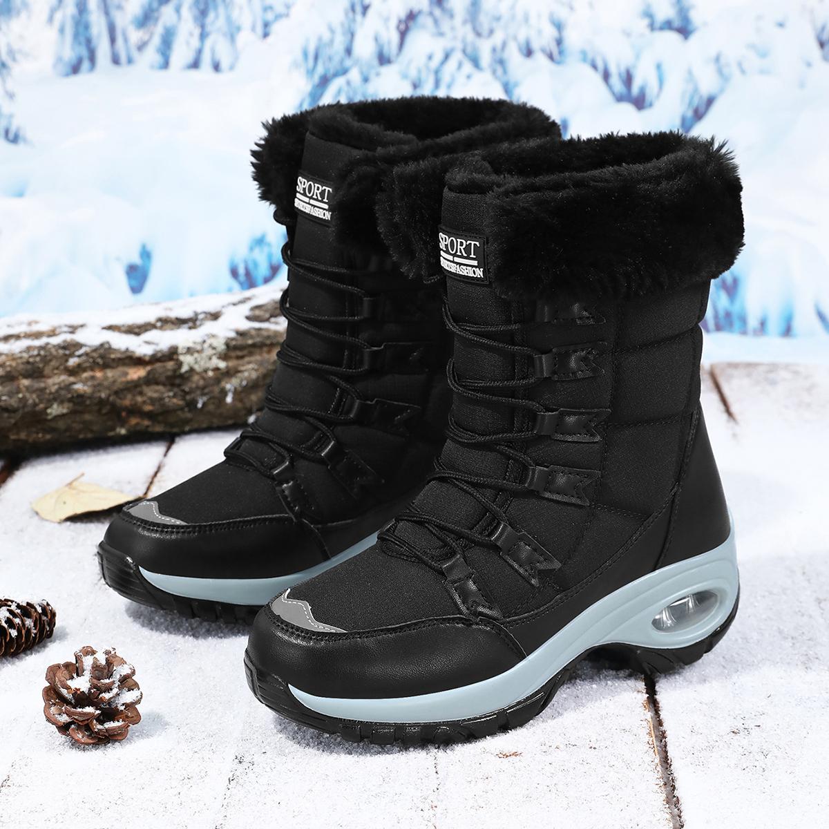 

MCTIN Женские ботинки, зимние ботинки, ботильоны, нескользящая мужская обувь, теплые плюшевые зимние черные ботинки 42 чёрный