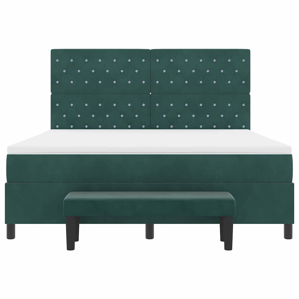 Box Spring Bed with Headboard Dark Green 200 x 180 cm Velvet