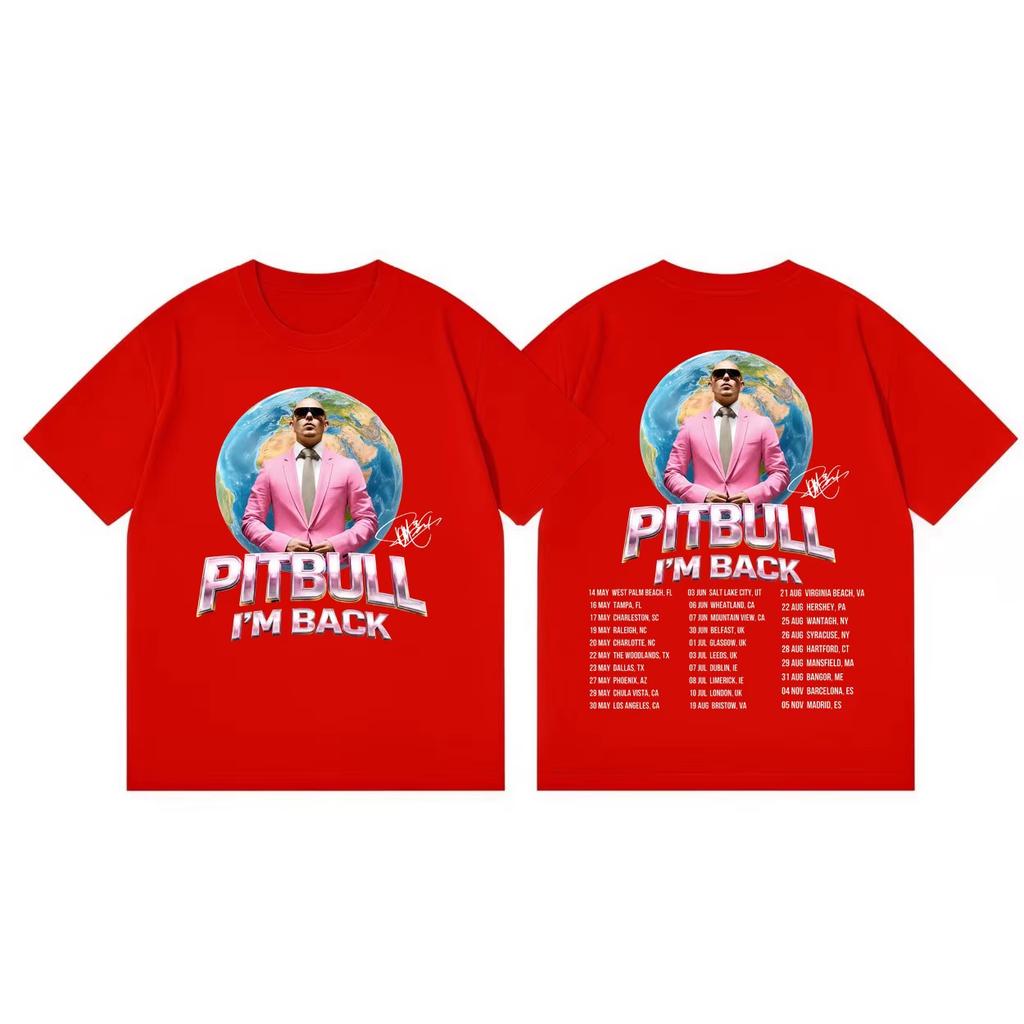 Letnia Moda Modny T-shirt Pitbull Mr.worldwide Jestem Z Powrotem Trasa 2026 Koszulki Graficzne Moda Hip Hop Koszulki z Krótkim Rękawem