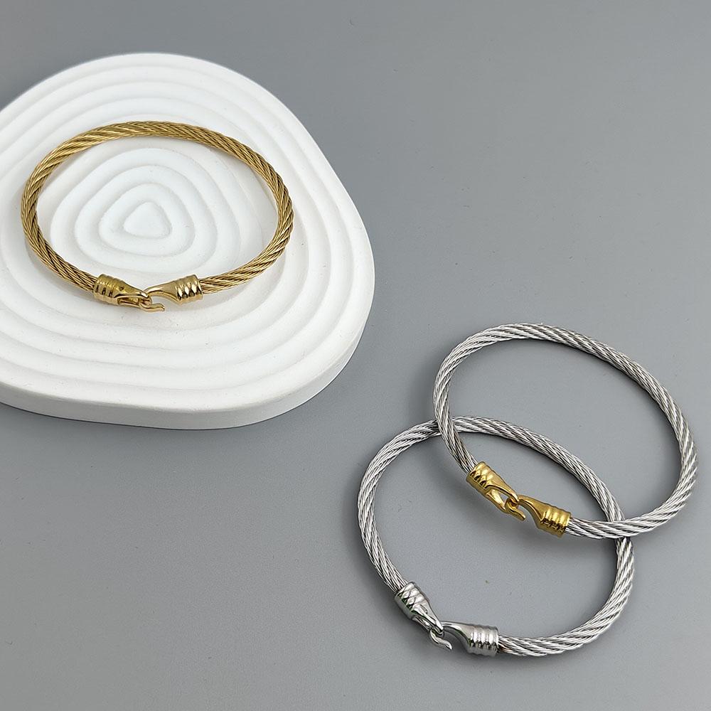 Neuer Knopfhaken aus Stahldraht, Vergoldetes Edelstahl-Armband 18K, Hochwertiges Wasserdichtes Partnerarmband, Geschenk für die Ehefrau