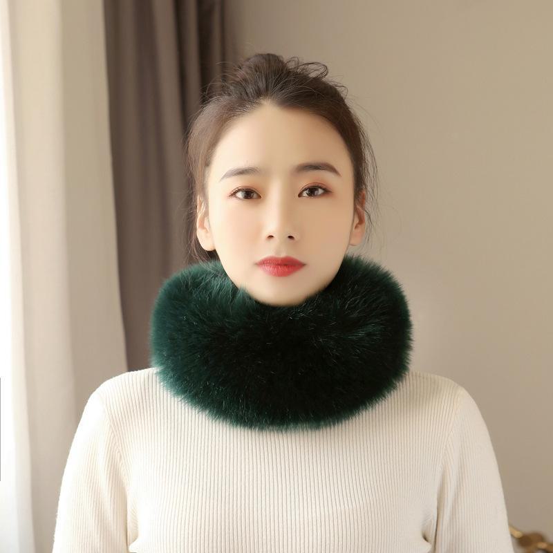 

Корейский шарф из искусственного меха лисы: Стиль Шанхелиан, толстый теплый воротник для женщин, осень/зима null темно-зеленого