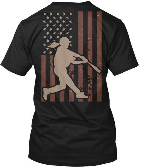 Americas Pastime Softball Batter Flag T-Shirt Made in the USA Size S to 5XL M