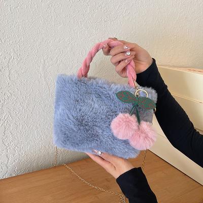 Υπέροχη τσάντα από μάλλινη βελούδινη τσάντα κεράσι, νέα φθινοπωρινή χειμερινή συλλογή, ευέλικτη τσάντα χιαστί μονής ώμου