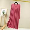 Ruffle Dress Pleated Womens Loose Plus Size Nightgown Long Long Sleeve Dress