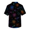 Men's Short Sleeve V-Neck Halloween Print Scrub Top with Chest Pocket