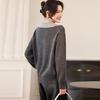 Srcr Damen 100% Merinowolle Fake Zweiteiler Revers Pullover