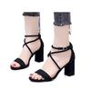 Französische Sandalen Damen 2025 neu Feenstil dicker Absatz Temperament Ein-Wort-Schnalle gekreuzte Riemen erhöhend Römische High Heels