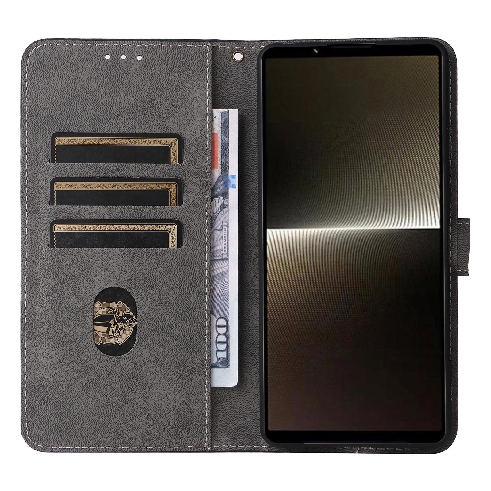 

For Sony Xperia 1 VI Leather Case RFID Blocking Wallet Cover with Wrist Strap Brown