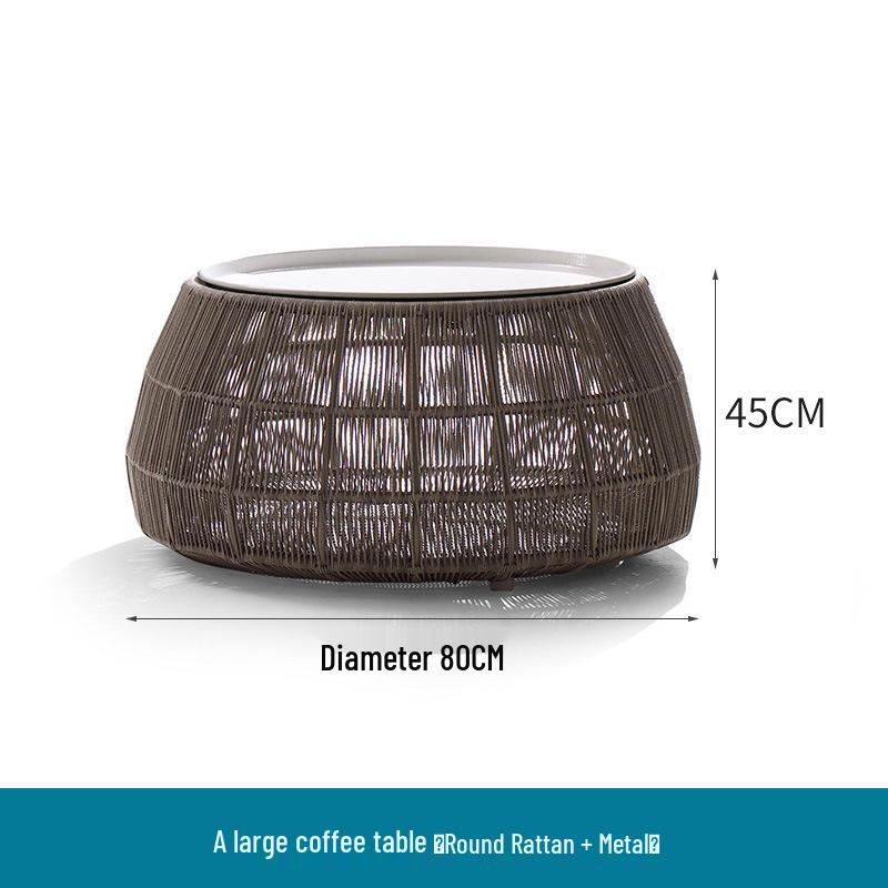 Round Rattan Outdoor Sofa Bed for Patio, Terrace, or Poolside Lounge