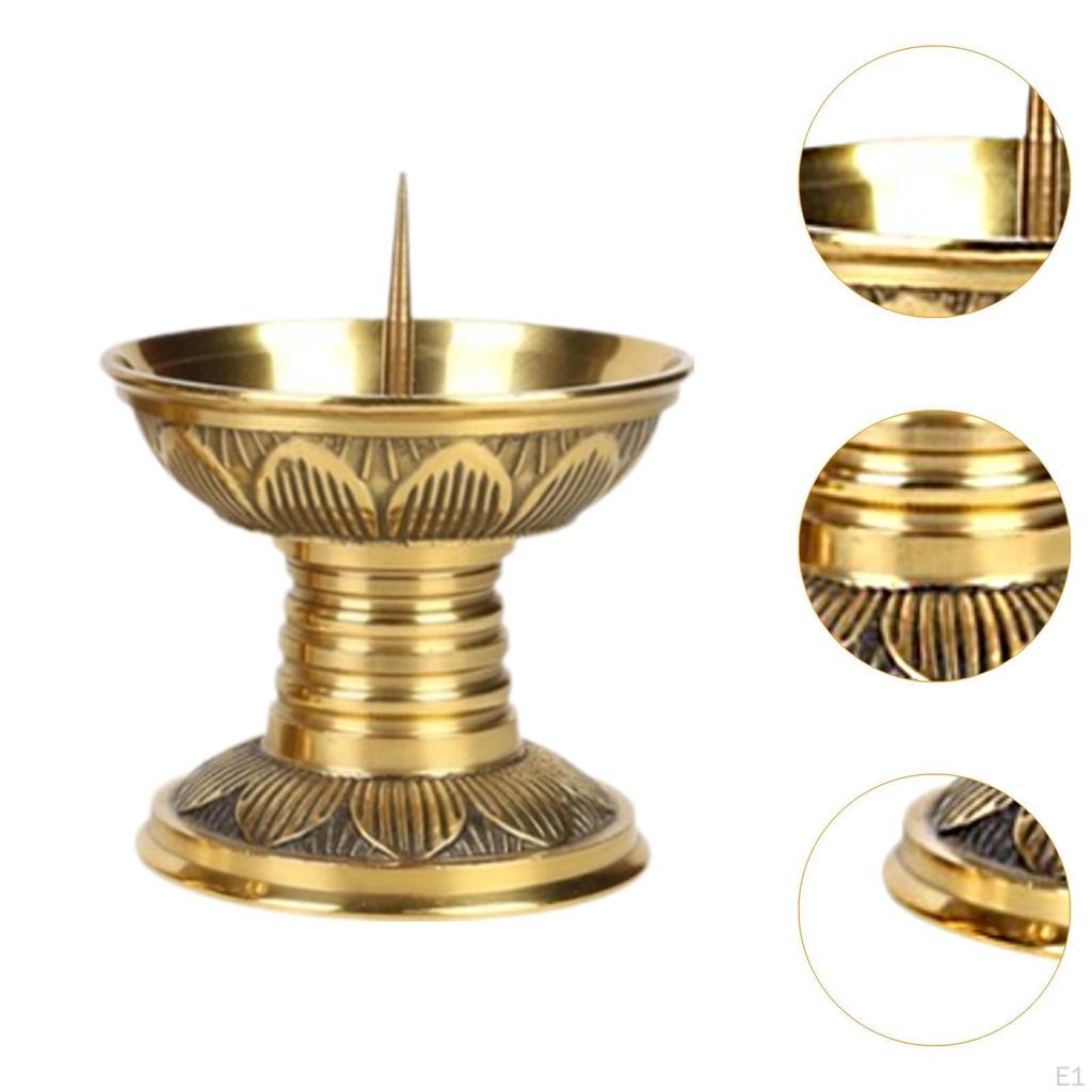 2 Pieces Brass Candlestick Holders Table Centerpiece Mini 7cm Height Lotus Shape Golden for Pillar