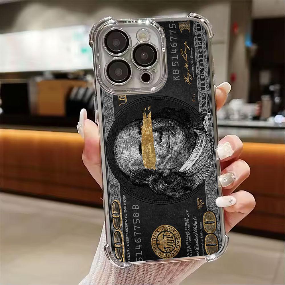 Black Dollar Time Is Money Phone Case for iPhone 11 13 15 16 17 Pro Max 14 Plus 17Air 16E 13 Pro 12 Mini 17Pro Soft Clear Cover