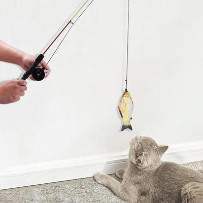 Cat Teaser Toy Adjustable Training Interactive Retractable Fishing Pole