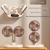 Dual-Head USB Mini Oscillating Desktop Fan with Digital Display for Home and Office
