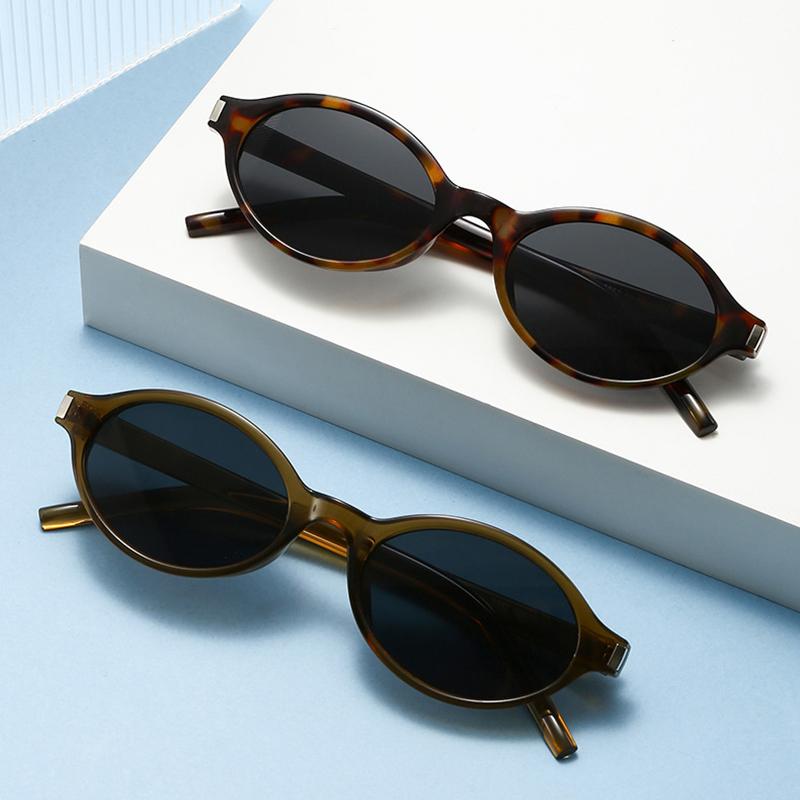 SHAUNA Fashion Small Oval Sunglasses Women Shades UV400 Retro Punk Men Leopard Blue Sun Glasses