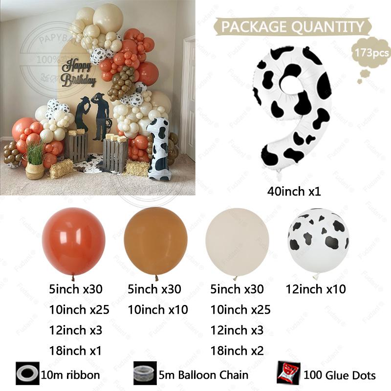173pcs Coral Caramel Balloon Garland Cowgirl Baby Shower Farmyard Birthday Gender Reveal Globos Bride To Be Wedding Decoration