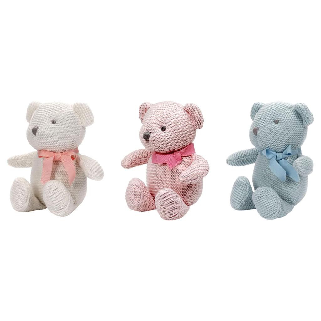 FLUFFYFUN 100% Organic Cotton Baby Toys, Teddy Bear Plush Toys, 16.5cm (Set of 3)