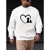 Men's Casual Crew Neck Sweatshirt with Cat and Dog Heart Pattern