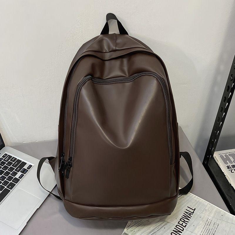 Backpack Large Capacity Soft Leather Versatile PU Bag Korean Style College Student Backpack Reinforced Hard Bottom