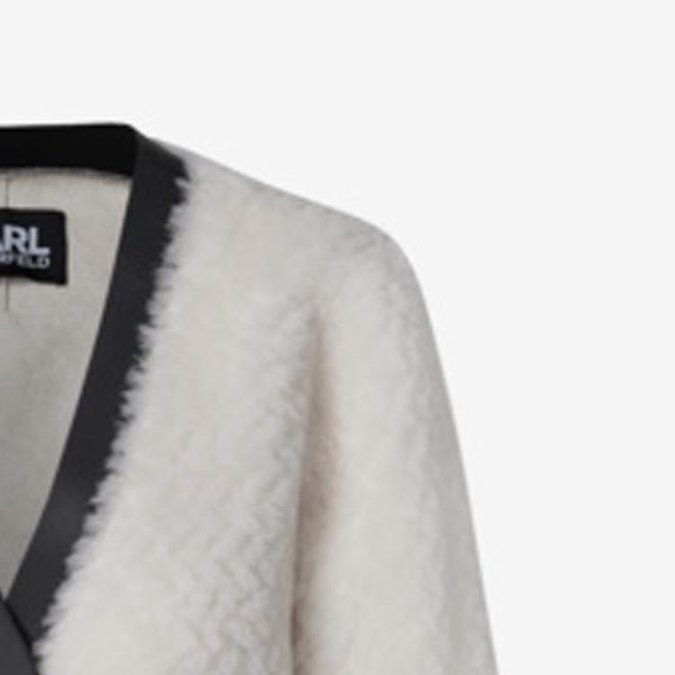 Karl Lagerfeld Elegant Party Light Luxury Striped Trim Double-Breasted Mid-Length Velvet Coat Women Coats 227L1904