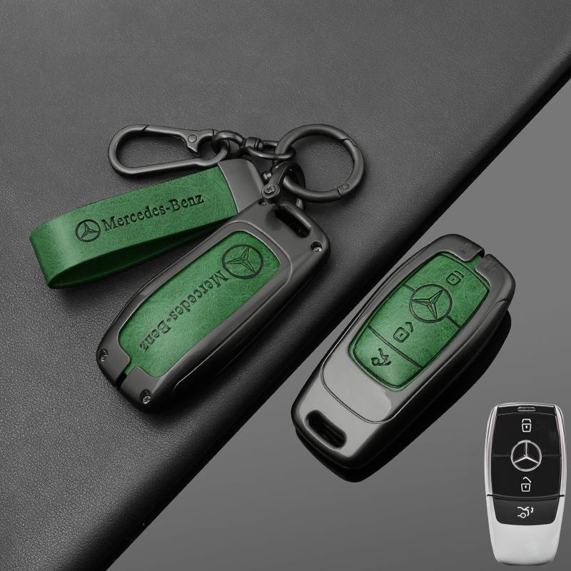 Alloy Leather Car Smart Key Case Cover Protection Shell For Mercedes Benz C E S GLC W205 W213 X253 W222 W166 W176 W246 Keychain QT1