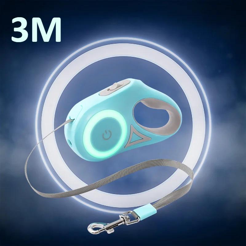 

3/5 м автоматический поводок для собак выдвижной светодиодный светящийся ведущий модный световой поводок для собак щенков домашних животных гибкий поводок для ходьбы и бега домашних животных
